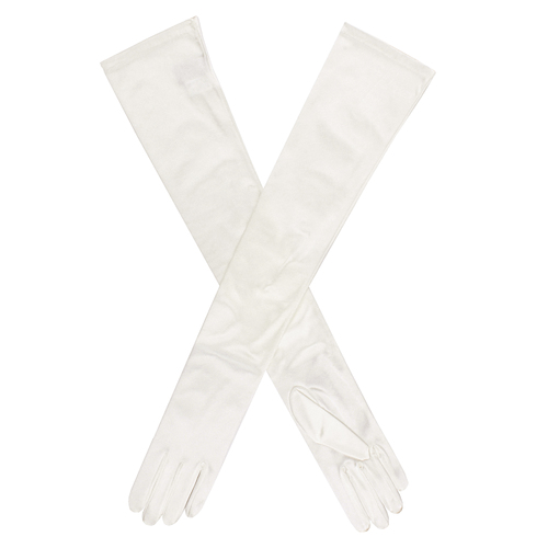 Dents Womens Long Opera Satin Gloves in Ivory