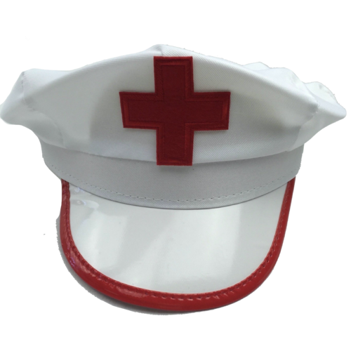 NURSE HAT Doctor Fancy Halloween Party Costume Accessory Cap - White/Red