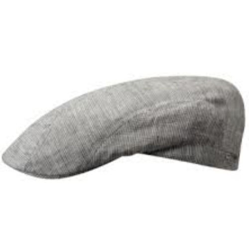 Stetson Mens Madison Linen Stripe Ivy Cap Flat Hat Premium - Grey