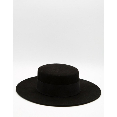 Maddison Avenue Womens Adjustable Wool Flat Top Fedora Hat One Size - Black