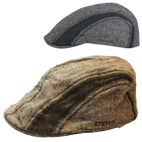 Stetson Mens Manatee Hat Flat Cap Ivy Golf Herringbone Wool Silk Linen 