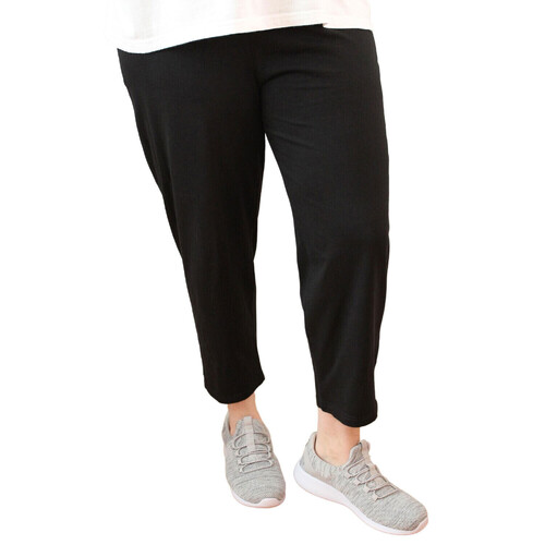 Idyl Womens Relaxed Fit Crop 100% Cotton Leggings Pants Trousers - Black