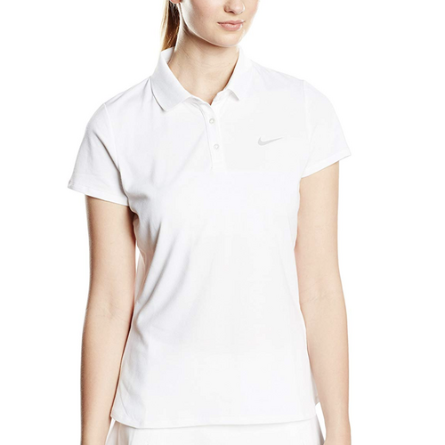Nike Womens Advantage Court Polo Top Tee Tennis Sport Collar - White