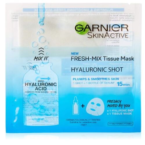 Garnier 33g SkinActive Fresh Mix Tissue Mask Hyaluronic Shot Plumps & Smoothen Skin