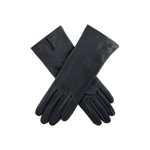 Dents Felicity Womens Silk Lined Leather Gloves Ladies Warm Winter - Navy