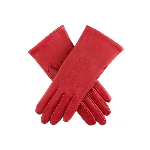 Dents Womens Emma Three-Point Leather Gloves - Berry Red