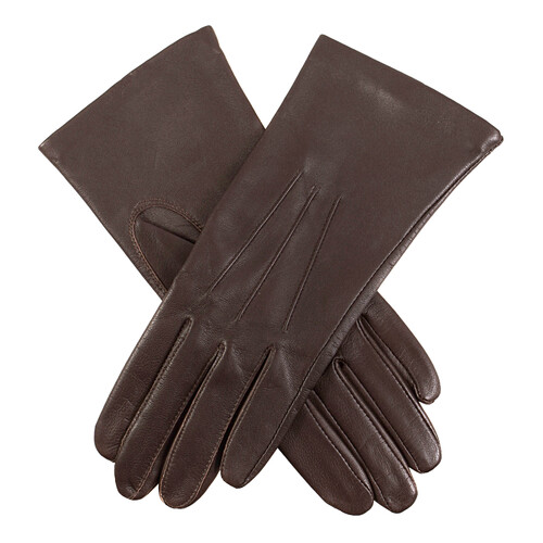 Womens Elizabeth Silk Lined Leather Gloves - Mocca
