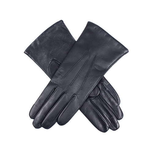 Dents Women’s Cashmere-Lined Tech Touchscreen Leather Gloves - Navy
