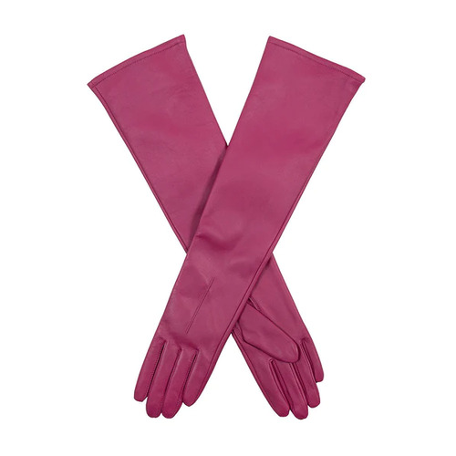 Dents Mia Womens Single Point Long Leather Gloves - Hot Pink