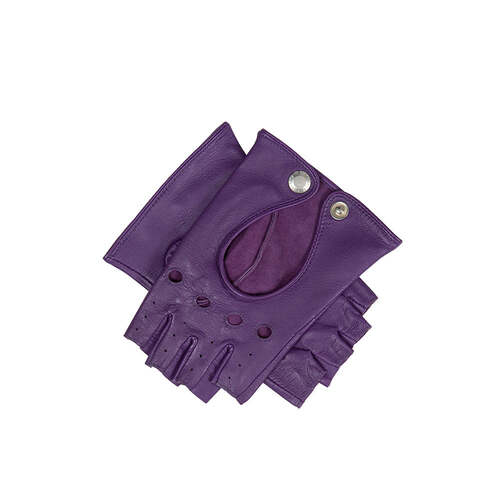 Dents Women’s Leather Fingerless Keyhole Driving Gloves - Amethyst