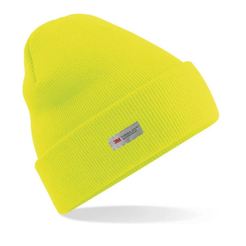 Dents 3M THINSULATE Pull On Beanie Hat Thermal Work Workwear Hi Vis - Yellow 