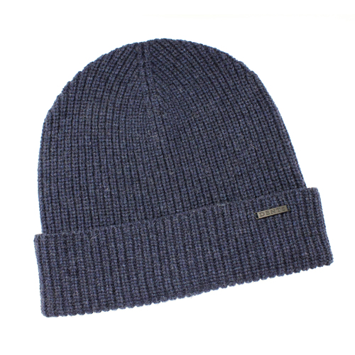 Dents Pure Merino Wool Rib Knit Beanie Hat - Indigo