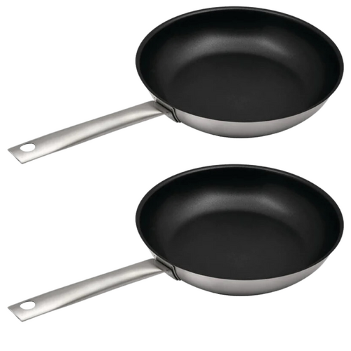 2x Omega Non-Stick Fry Pan 24cm (18/10 Stainless Steel) Frying 1880 Collection