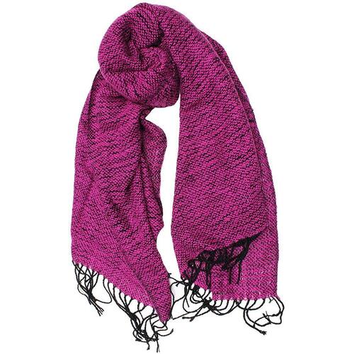Dents Womens Soft Knit Scarf With Tassels Warm Winter Chunky - Black/Magenta
