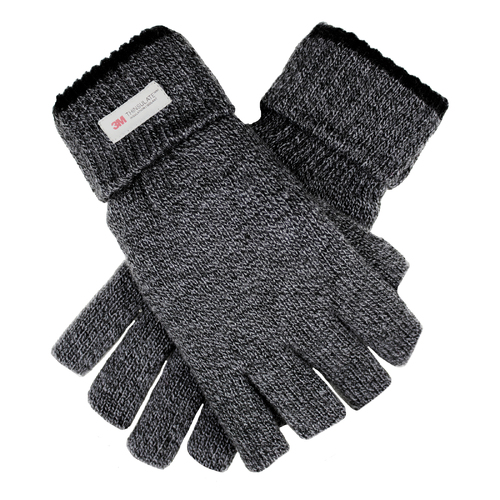 Dents Mens Thinsulate Lined Fingerless Knit Gloves with Rollover Cuff
