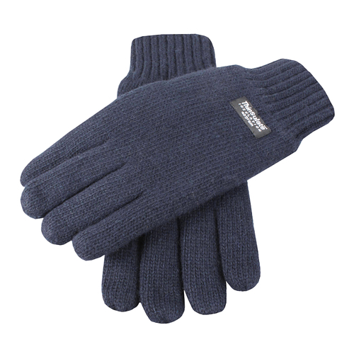 DENTS 3M Thinsulate Mens Wool Knit Gloves With Rib Cuff Warm Winter - Navy Blue