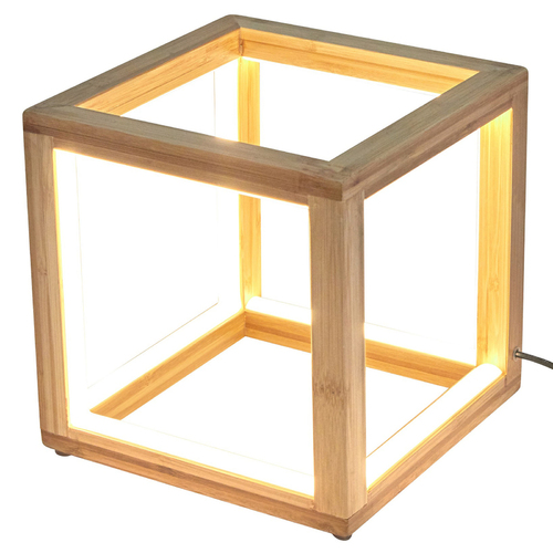 Bamboo Cube LED Lamp Modern Light Minimalistic Scandi - Natural