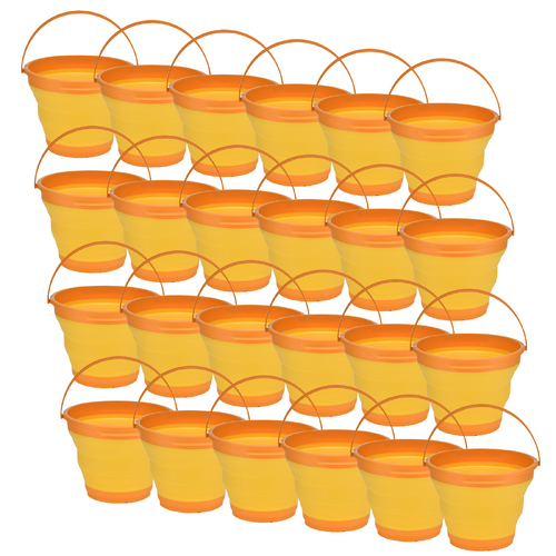 24x 7L Foldable Collapsible Silicone Bucket for Hiking/Camp/Fishing Bulk -Orange