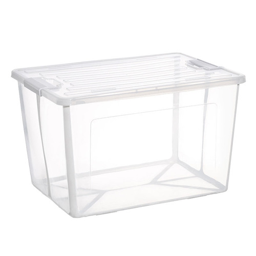 57 Litre Collapsible Modular Clear Foldable Storage Box with Lid Plastic Tub 