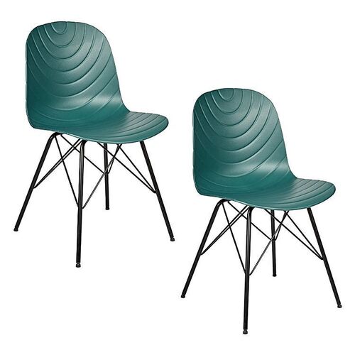 Set of 2 Modern Republica Dining Chair Living Office Furniture Seat Scandi - Dark Green 