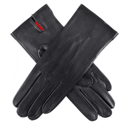 Dents Womens 3 Point Classic Leather Gloves with Australian Merino Wool Lining - Black