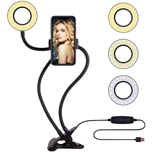 Professional Live Stream Ring Light with Phone Mount Holder Selfie USB Lighting