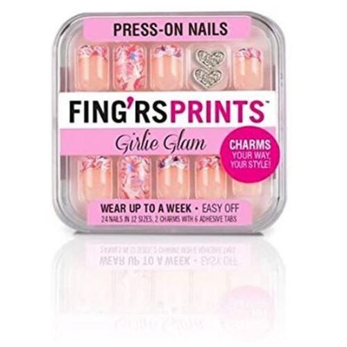 Fing'r Sprints Pre-Glued Nails, Girlie Glam Pretty Petals - 24 Count