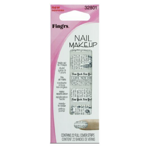 Fing'rs Nail Makeup Full Cover Strips New York Newspaper 32801 - 1 Pack of 22