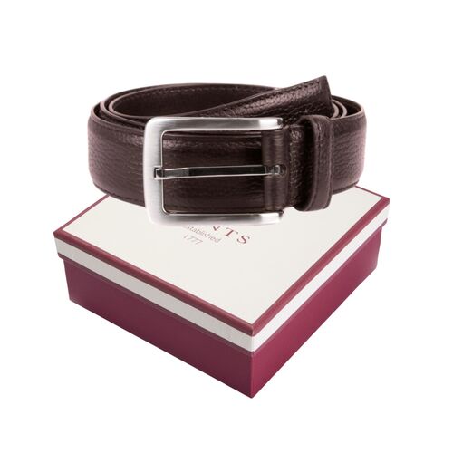 Dents Mens Lined Leather Sleek Belt with Gift Box in Brown