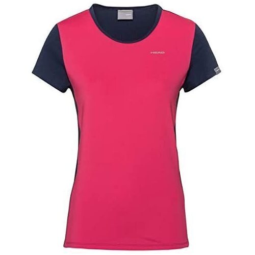 HEAD Girls Mia Tennis Top T-Shirt Competition Short Sleeve Tee - Pink/Dark Blue