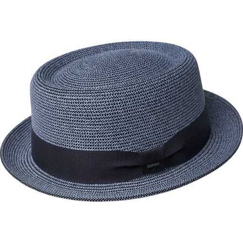 Bailey Mens Waits Paper Straw Hat Made in USA Pork Pie - Blue Surf