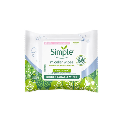 1 Pack of 20 Simple Micellar Wipes For Sensitive Skin