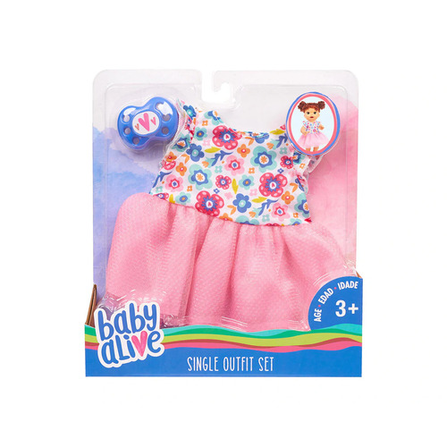 Baby Alive Single Outfit Set Dress Skirt Pacifier Kids Toy 3y+ For Dolls - Pink