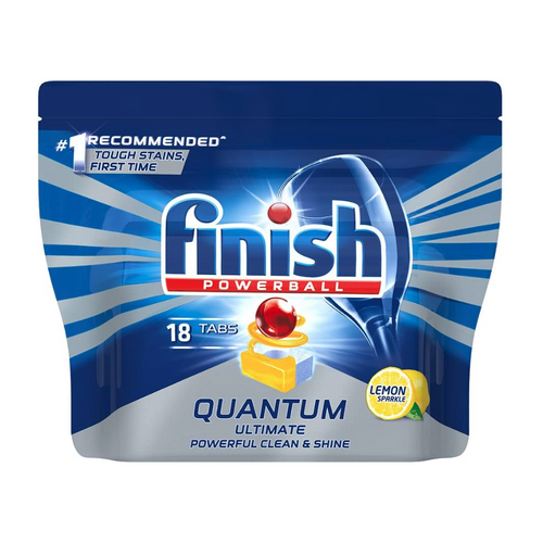 Pack of 18 Dishwasher Tablets Finish Powerball Quantum Ultimate Lemon Sparkle