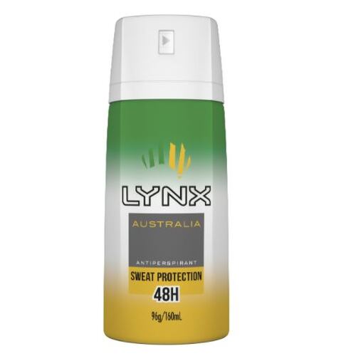 Lynx Australia 160ml Antiperspirant Sweat Protection Spray Deodorant