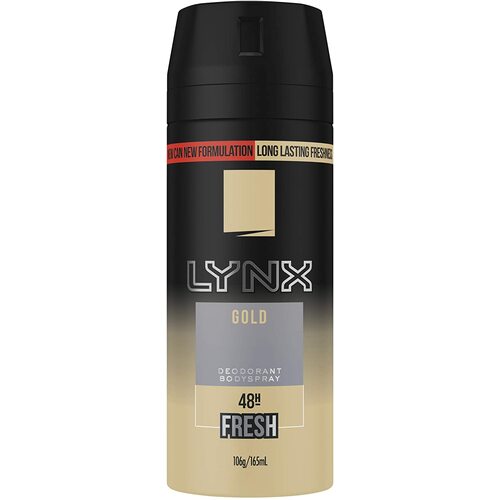 Lynx 165mL Gold Deodorant Body Spray up to 48H Long Lasting Freshness