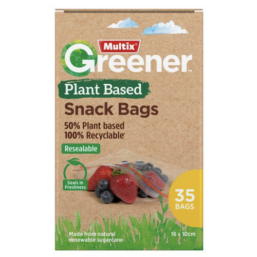 Multix Greener Degradable Snack Bags Resealable 16cm x 10cm - 1 Pack of 35 Bags