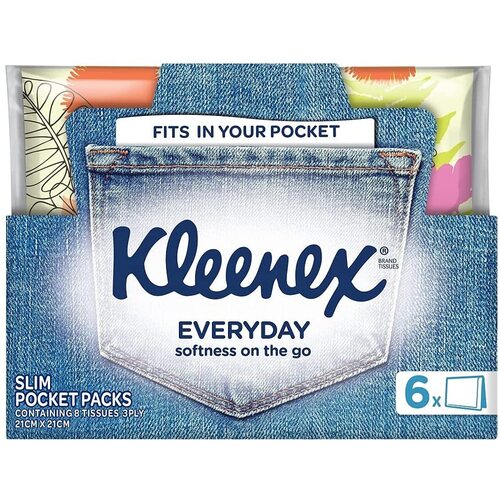 Kleenex Pk6 Everyday Softness on the go Slim Pocket Tissue Pack