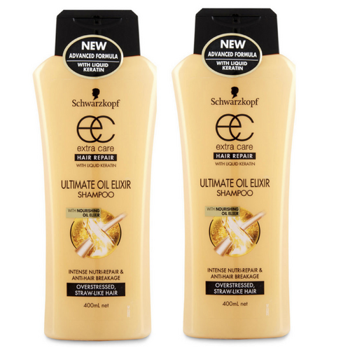 2x Schwarzkopf 400ml Extra Hair Care Shampoo Ultimate Oil Elixir