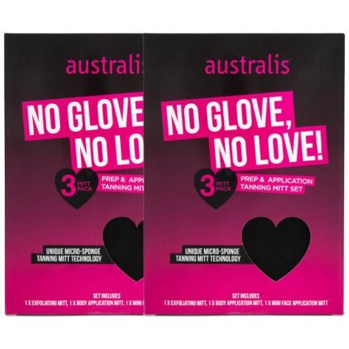 2x Australis Pk3 No Glove No Love Prep & Application Tanning Mitt Set