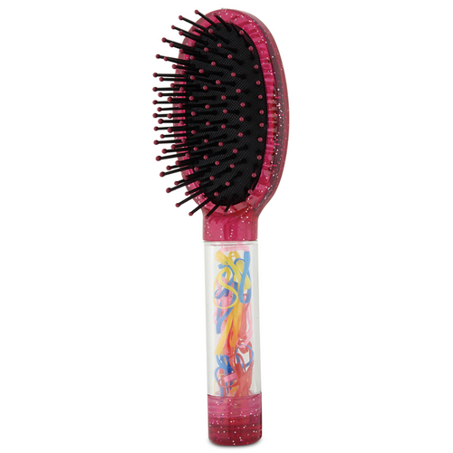 Indulge Kids Hair Brushes With Hair Ties/Clips Set - Assorted Colours