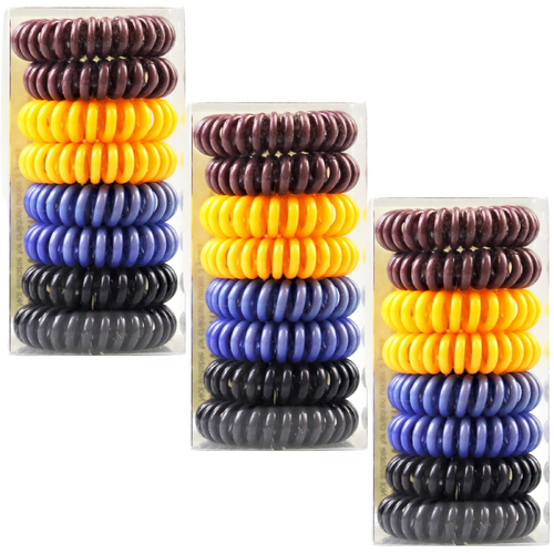 24x Indulge Hair Elastic Ties Bands Spiral Assorted Colours In Display Box