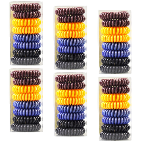 48x Indulge Hair Elastic Ties Bands Spiral Assorted Colours In Display Box