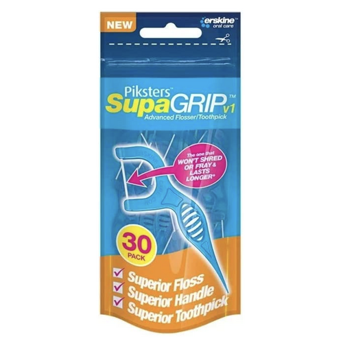 Piksters Supa Grip Advanced Flosser/Toothpick Gentle on Gums- 1 Pack of 30