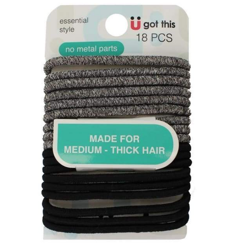 1 Pack of 18 Scunci Essential Style Hair Tie For Medium Bulk Elastic - Thick Hair