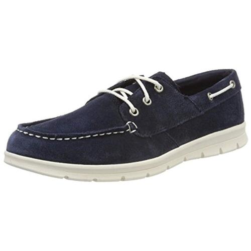 Timberland Mens Blue Graydon Leather Moccasins Boat Shoes - Navy
