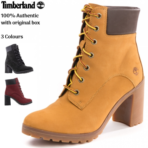 Timberland Womens Allington 6" Lace Up Boots Leather Heels Platform Shoes