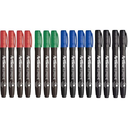 Artline Supreme Permanent Markers - Assorted Colours 15 pack