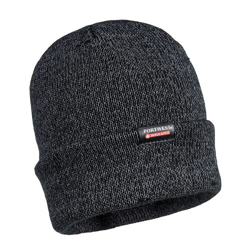 Portwest Reflective Knit Beanie Warm Winter Hi Vis High Visibility Workwear - Black