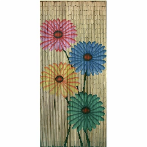 Deluxe Bamboo Door Curtain FLOWERS Room Divider or Wall Art 90cm x 200cm